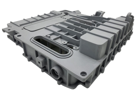 Complex gray 3D printed industrial housing