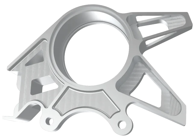 CNC milled aluminum precision part with complex geometry and multiple machining features